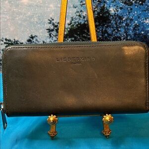 Liebeskind Forest Green Leather Zip Around Wallet GC made in Germany